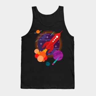 Red Rocket ship exploring space Tank Top